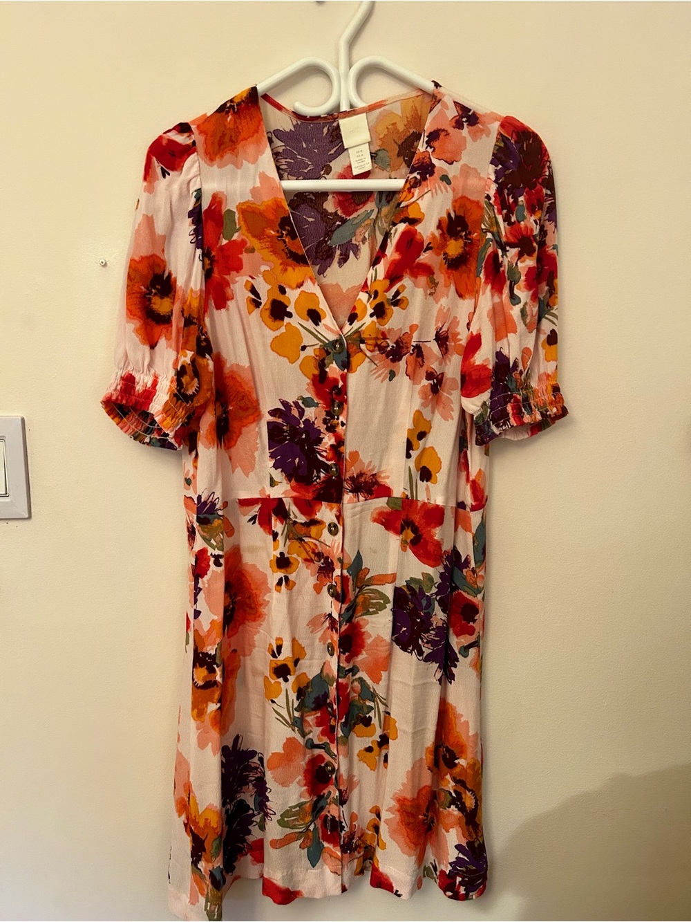 H&M Floral Mini Dress in Pink, Orange and Purple